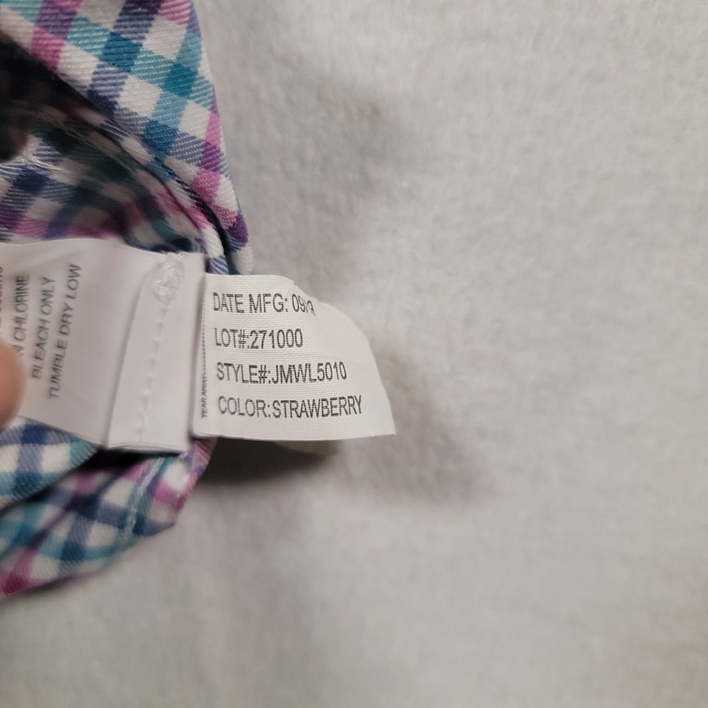 Johnnie-O Stan Prep-Formance Button Down Shirt Large Strawberry Plaid Stretch - Picture 8 of 11